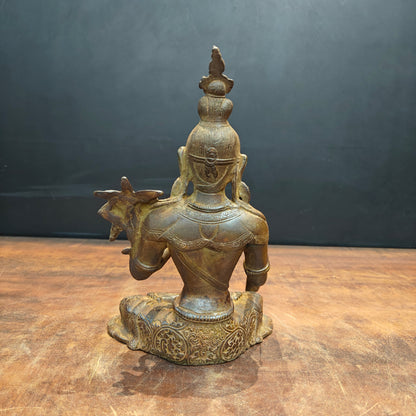 Brass Tibetan Buddhist Goddess White Tara Antique Patina Finish 12 Inch by vendor-unknown - Buddha (View 6)