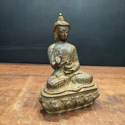 Brass Blessing Buddha Statue Antique Patina Finish 11 Inch by vendor-unknown - Buddha (View 3)