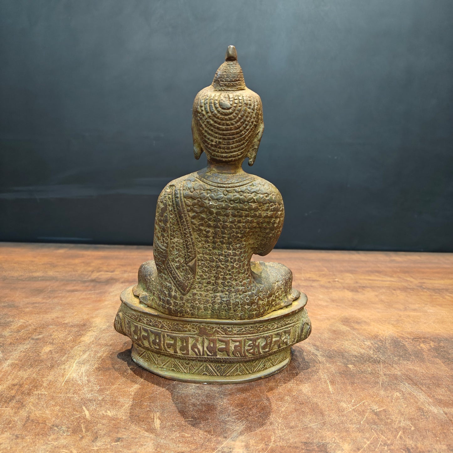 Brass Blessing Buddha Statue Antique Patina Finish 11 Inch