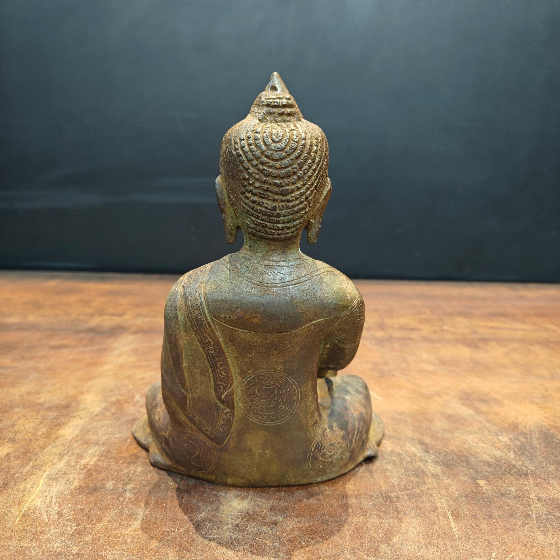 Brass Medicine Buddha Statue Antique Patina Finish 8 Inch - Image 6