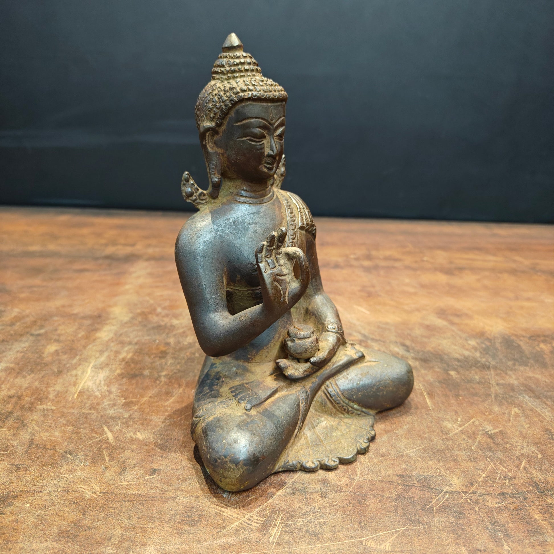 Brass Tibetan Buddhist Lord Buddha Statue Antique Finish 8 Inch - Image 3