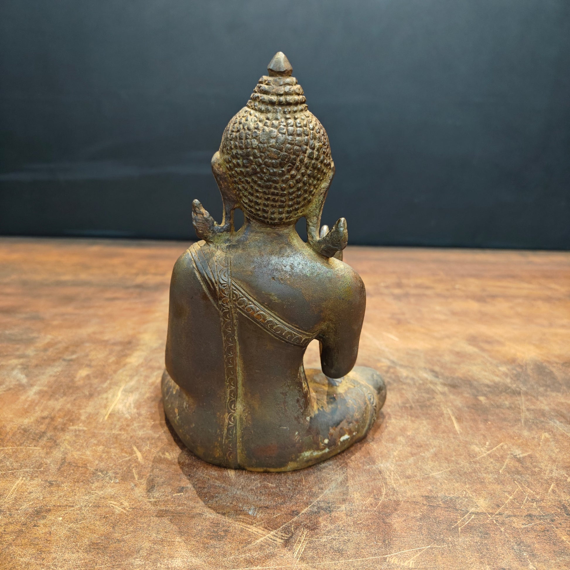 Brass Tibetan Buddhist Lord Buddha Statue Antique Finish 8 Inch - Image 4