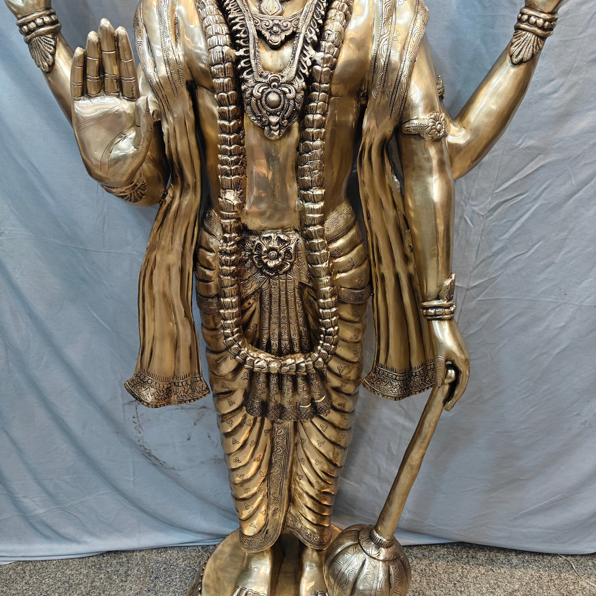 Brass Large Exclusive Standing Vishnu Idol Sculpture 6 Feet - Image 11