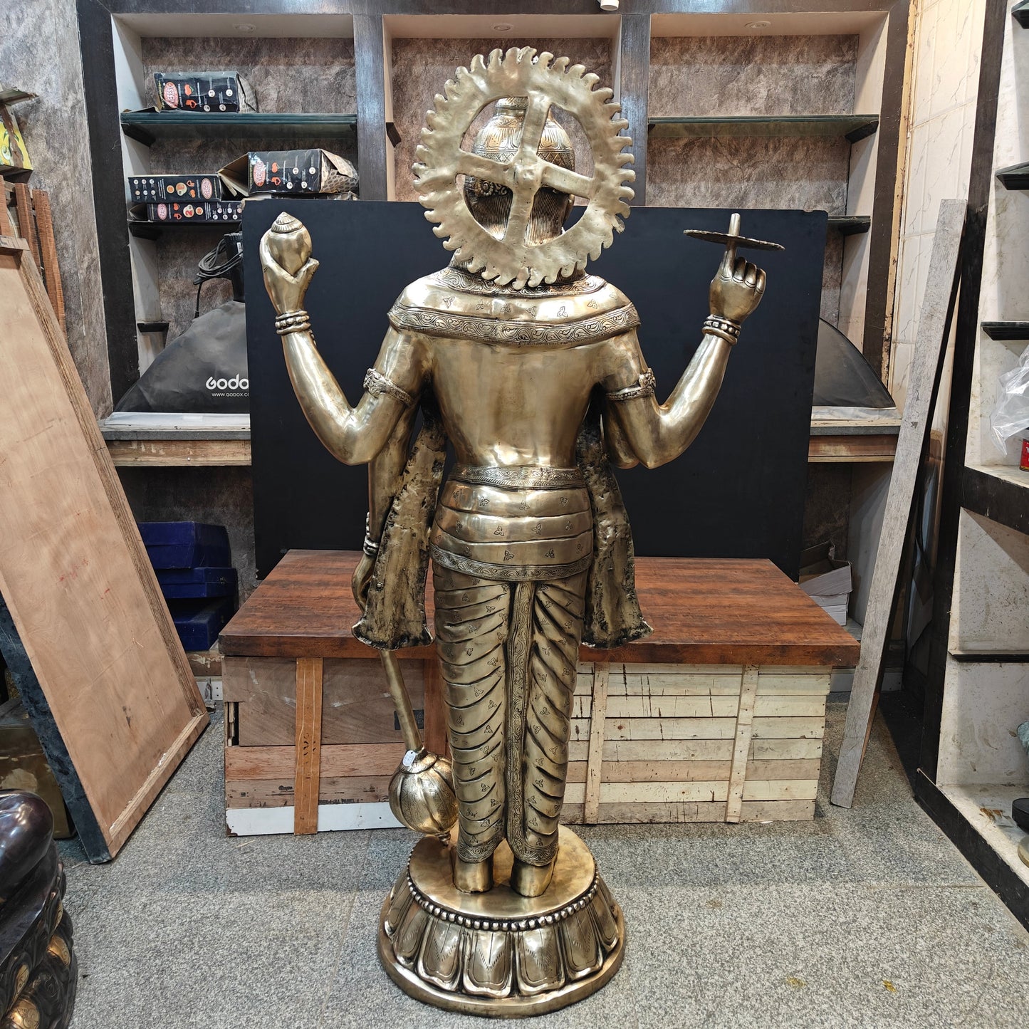 Brass Large Exclusive Standing Vishnu Idol Sculpture 6 Feet