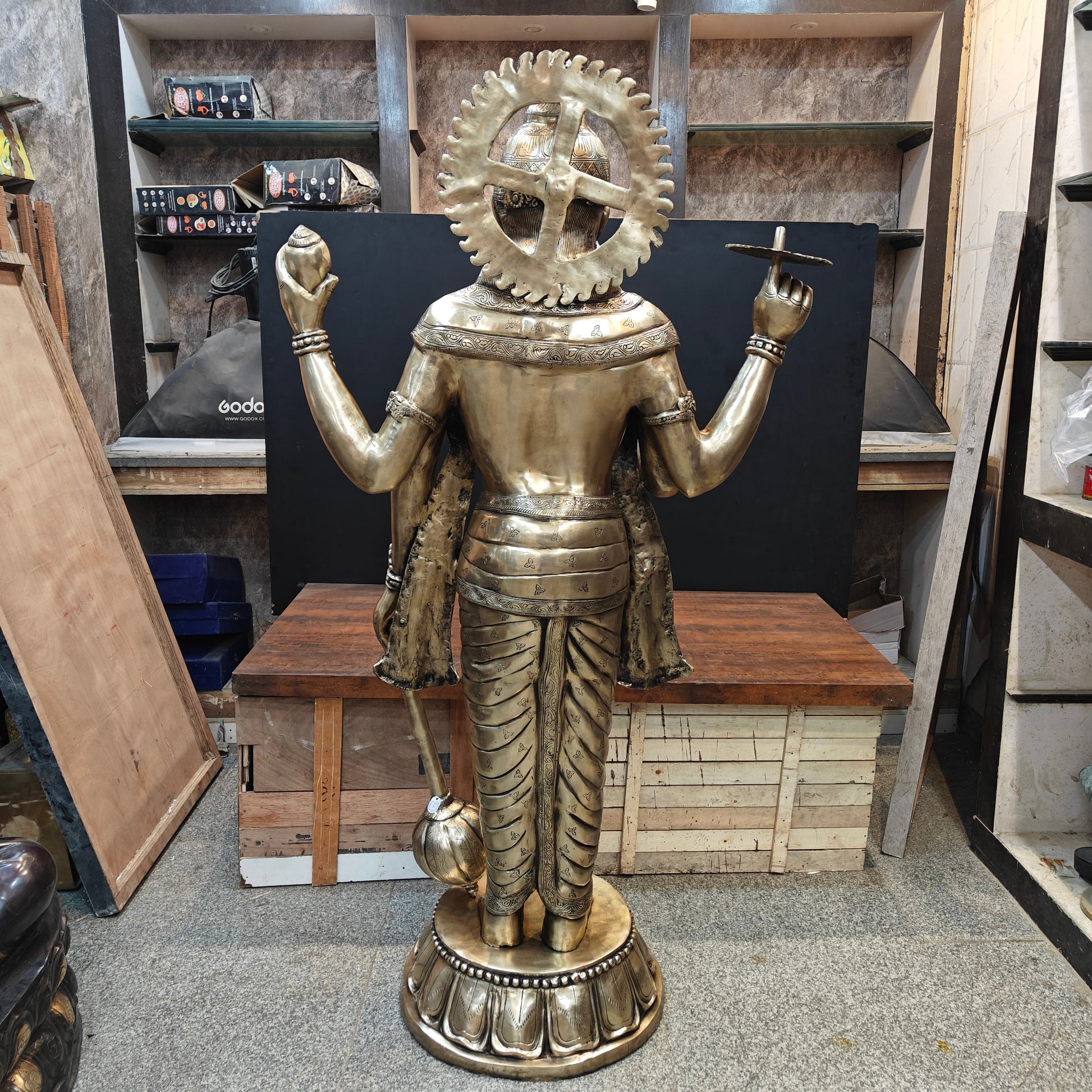 Brass Large Exclusive Standing Vishnu Idol Sculpture 6 Feet - Image 13