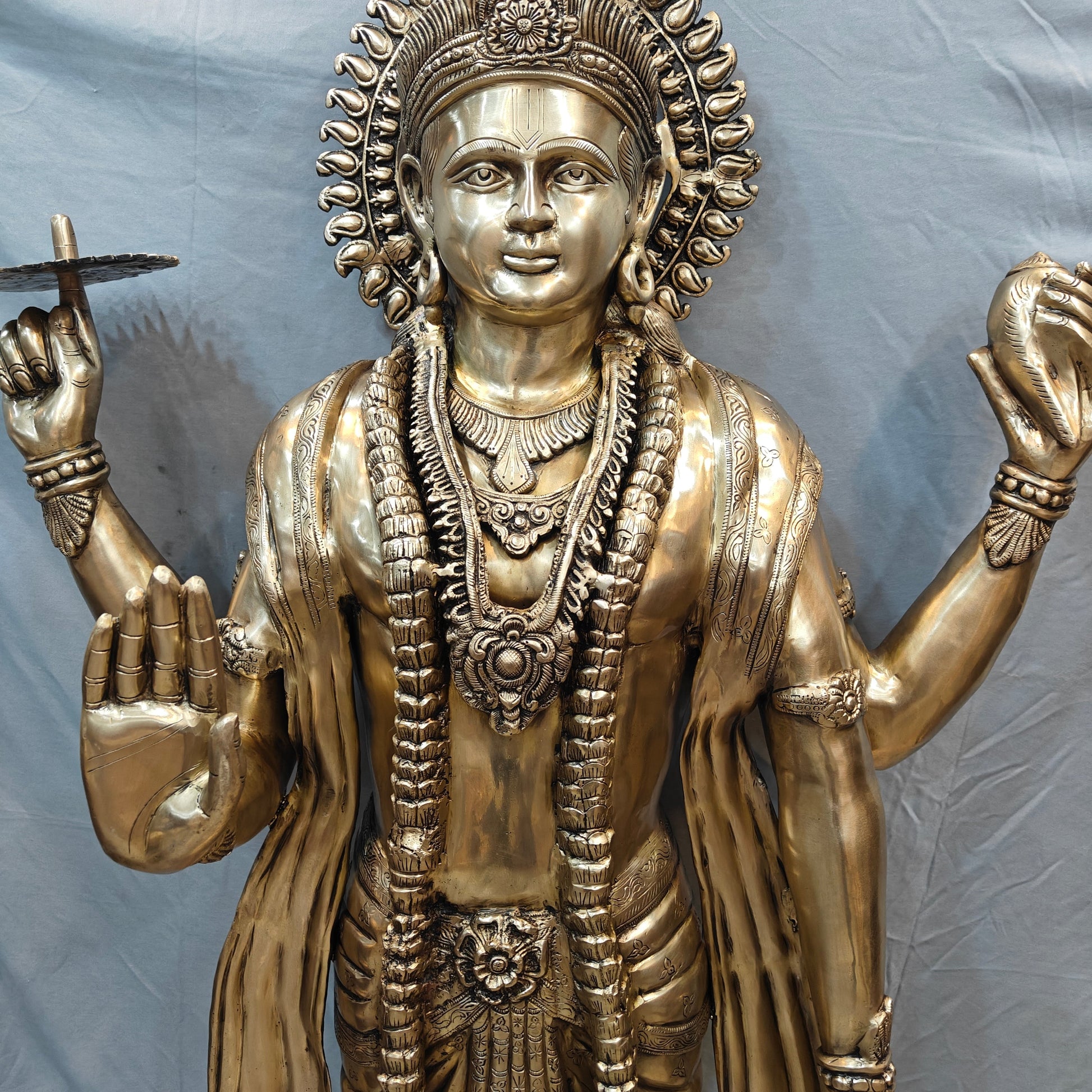 Brass Large Exclusive Standing Vishnu Idol Sculpture 6 Feet - Image 4