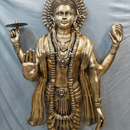 Brass Large Exclusive Standing Vishnu Idol Sculpture 6 Feet by vendor-unknown - Hindu Gods (View 6)