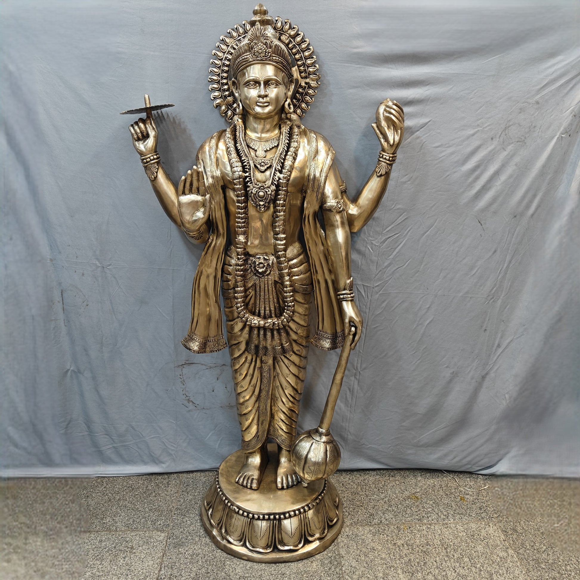 Brass Large Exclusive Standing Vishnu Idol Sculpture 6 Feet - Image 7