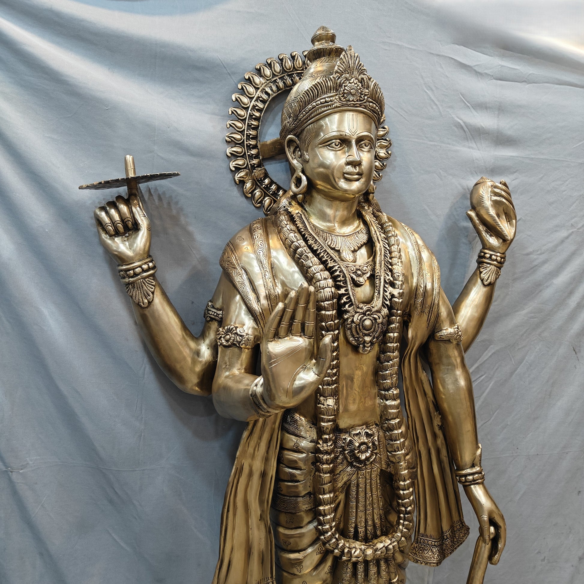 Brass Large Exclusive Standing Vishnu Idol Sculpture 6 Feet - Image 8