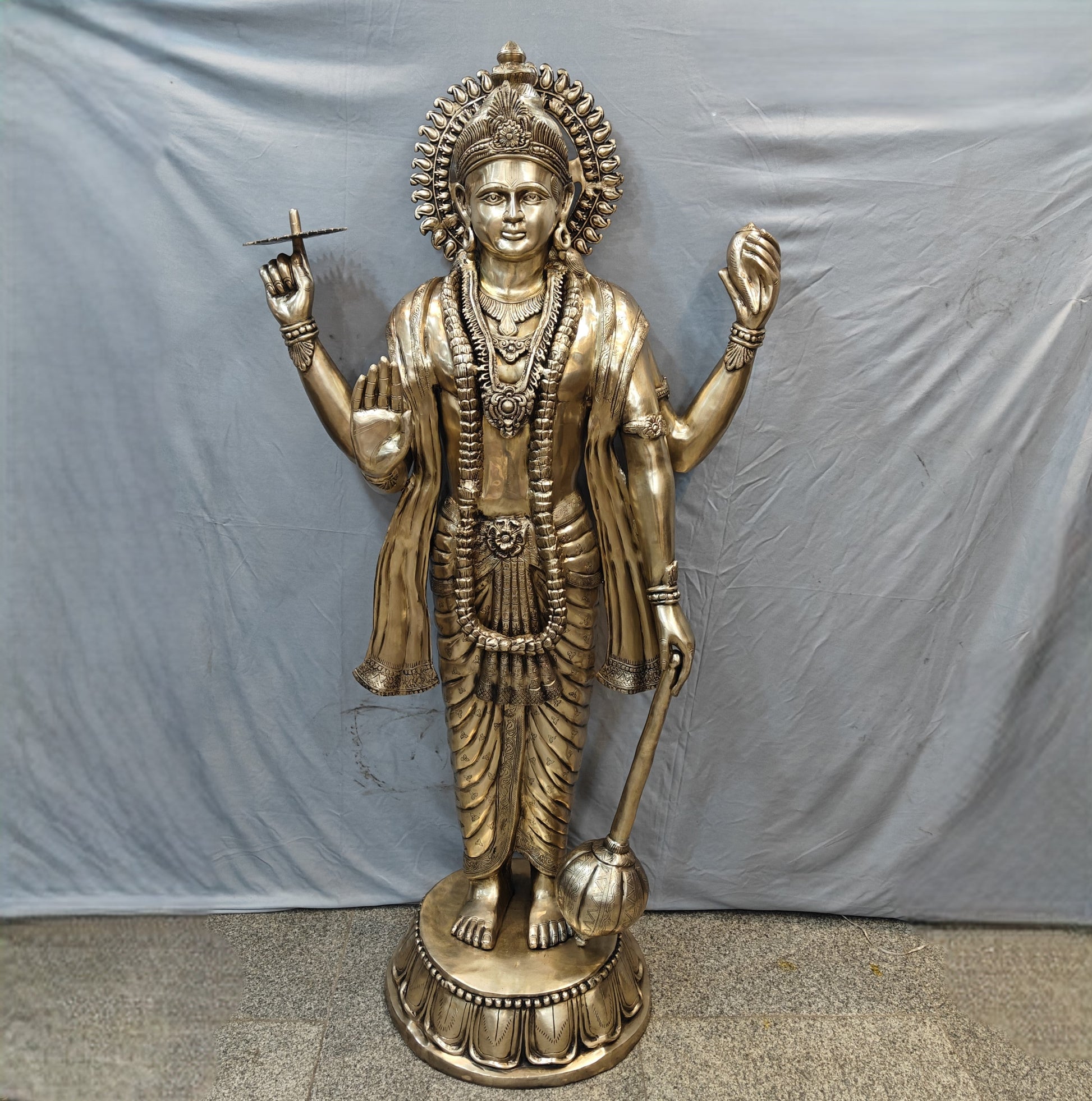 Brass Large Exclusive Standing Vishnu Idol Sculpture 6 Feet - Image 10