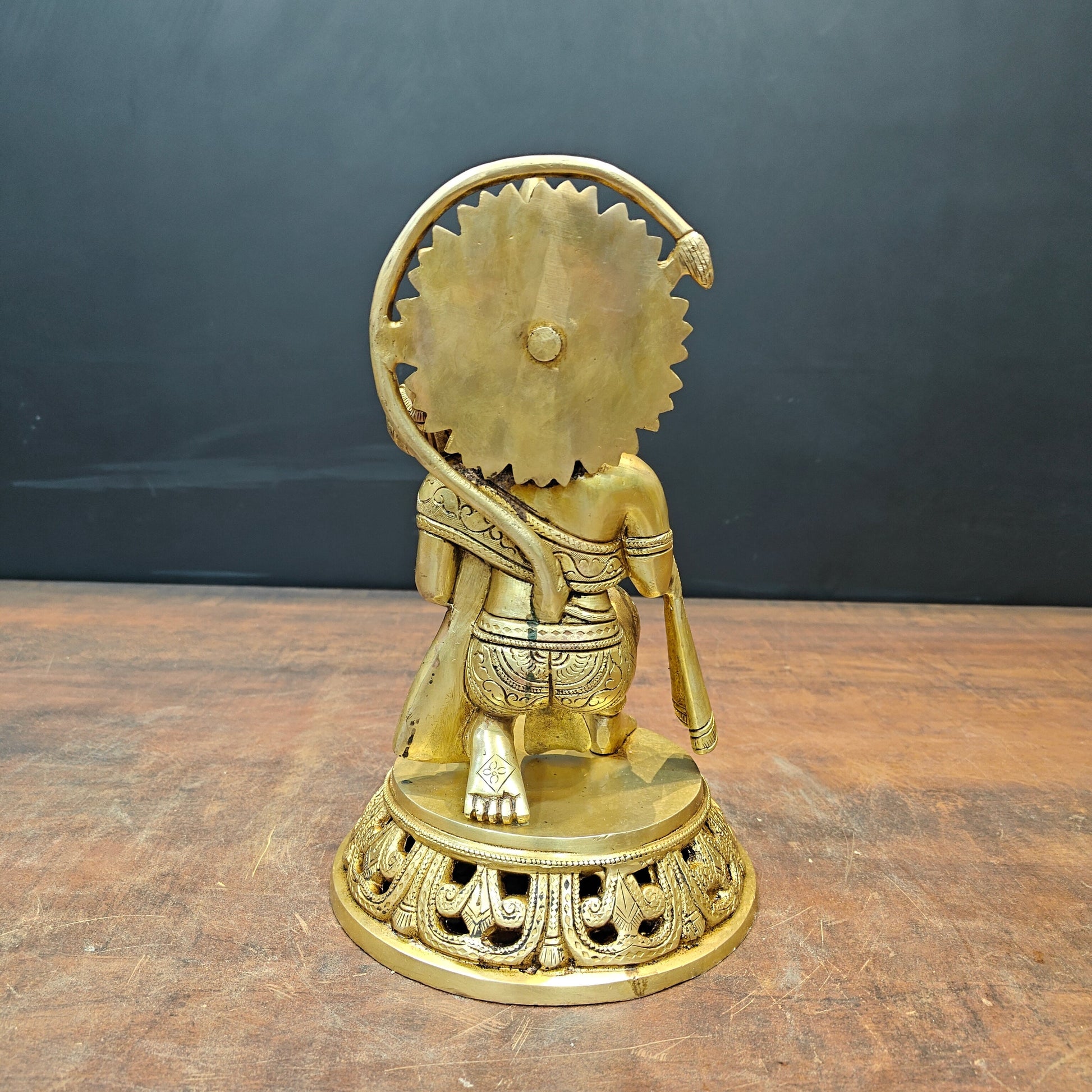 Brass Blessing Hanuman Idol Sitting On Base 11 Inch - Image 7