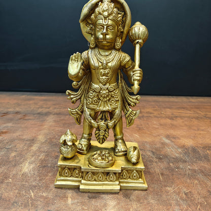 Brass Standing Mahabali Hanuman Statue 10 Inch by vendor-unknown - Hindu Gods (View 2)