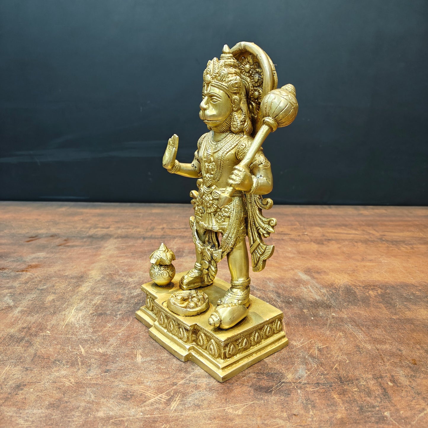 Brass Standing Mahabali Hanuman Statue 10 Inch