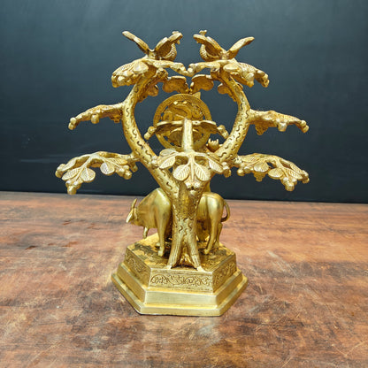 Brass Krishna Idol With Cow Under Kadamba Tree 14 Inch by vendor-unknown - Hindu Gods (View 6)