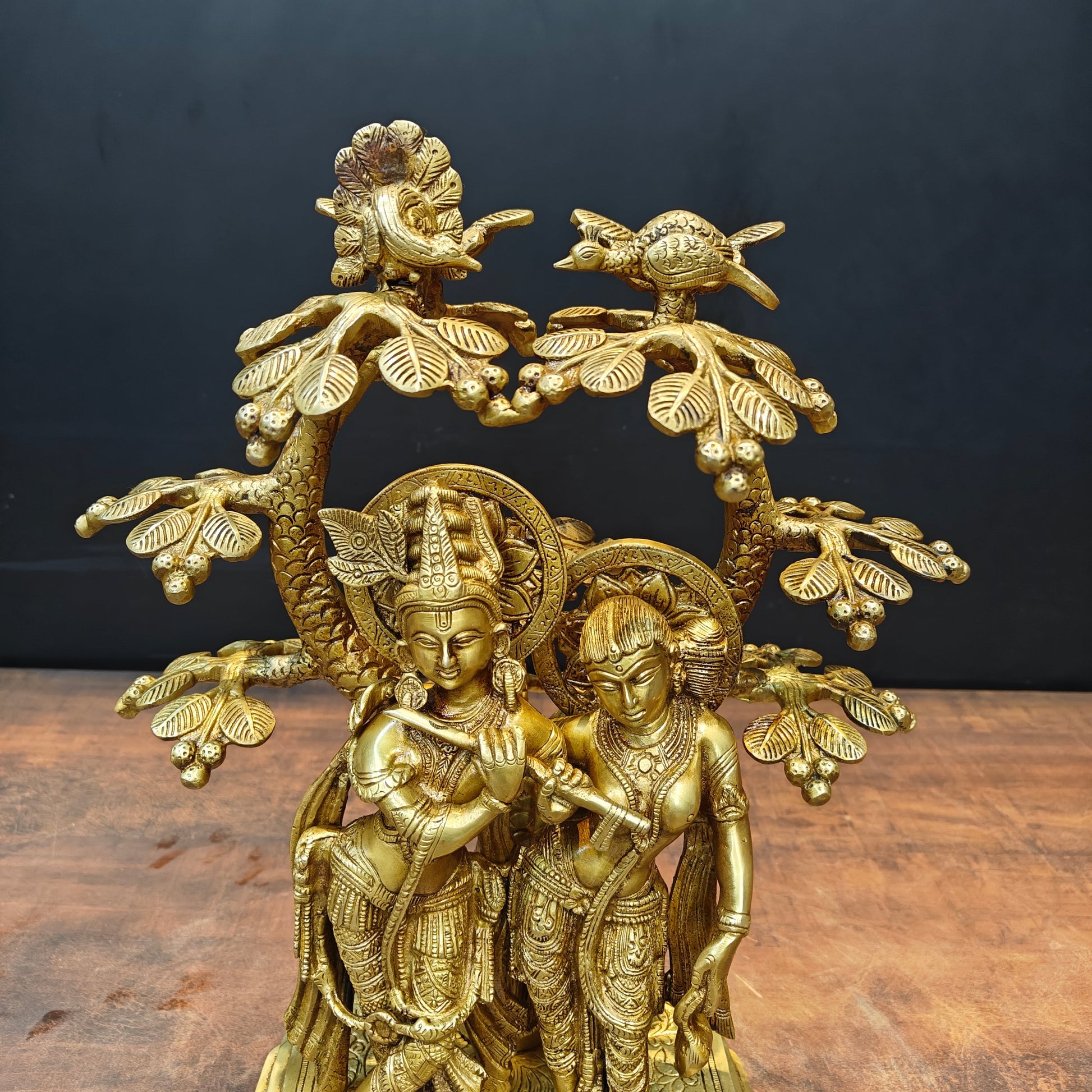 Brass Radha Krishna Idol Under Kadamba Tree 17 Inch - Image 2