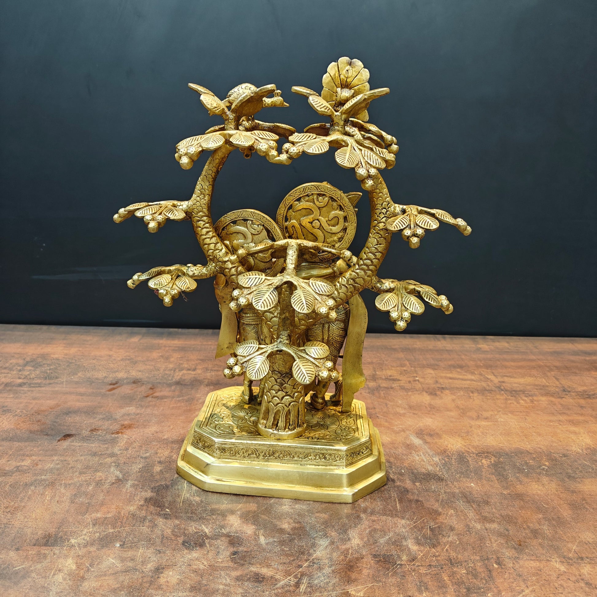 Brass Radha Krishna Idol Under Kadamba Tree 17 Inch - Image 6