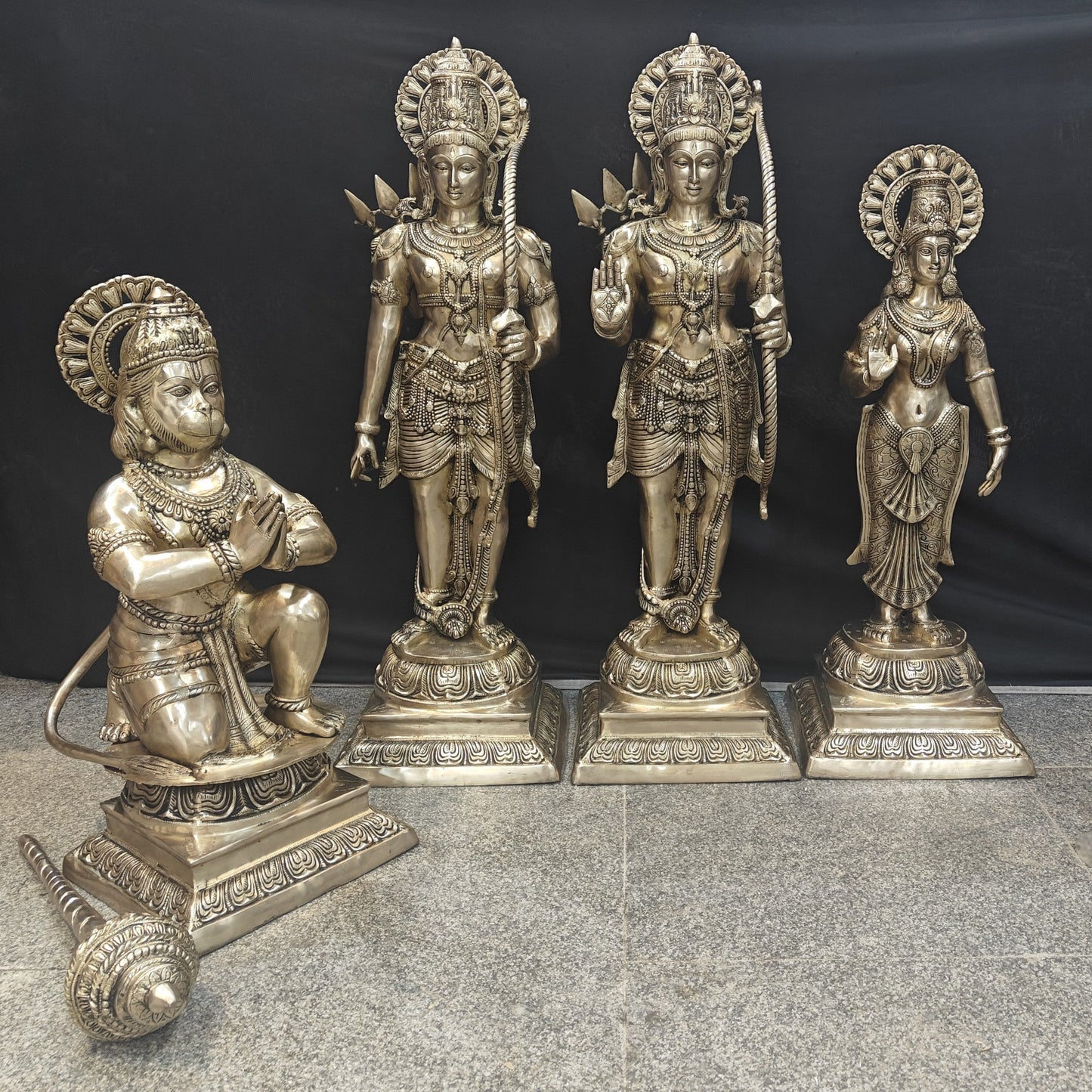 Brass Large Magnificent Lord Rama Darbar Idols 3.5 Feet