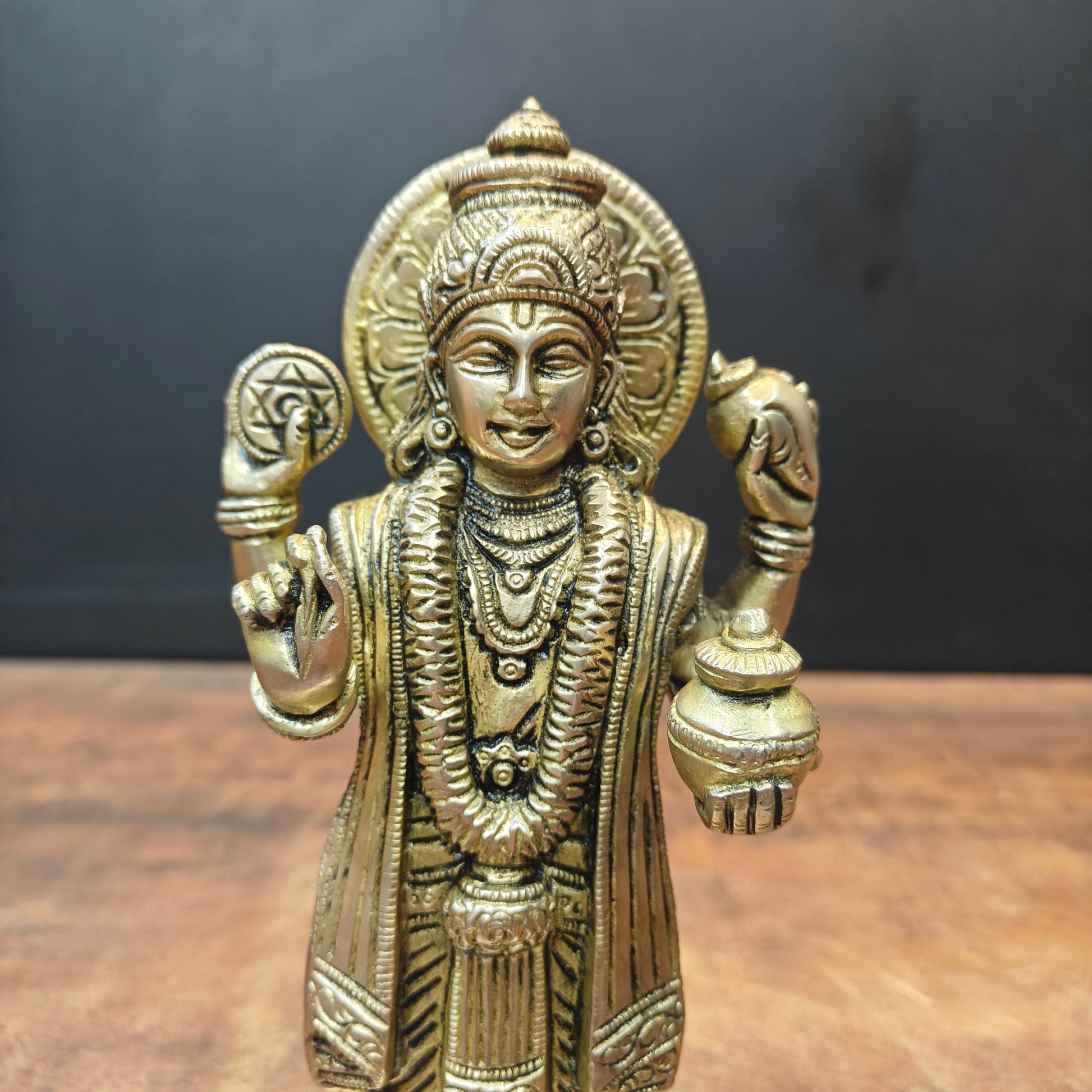 Brass Dhanvantari Statue The God of Ayurveda 9 Inch - Image 2