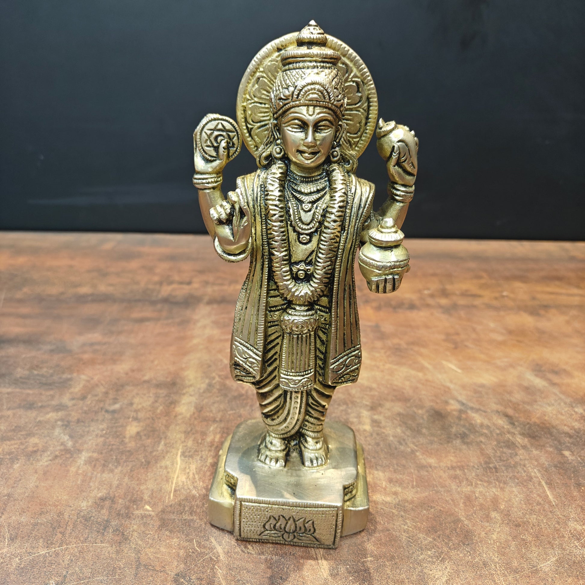 Brass Dhanvantari Statue The God of Ayurveda 9 Inch - Image 6