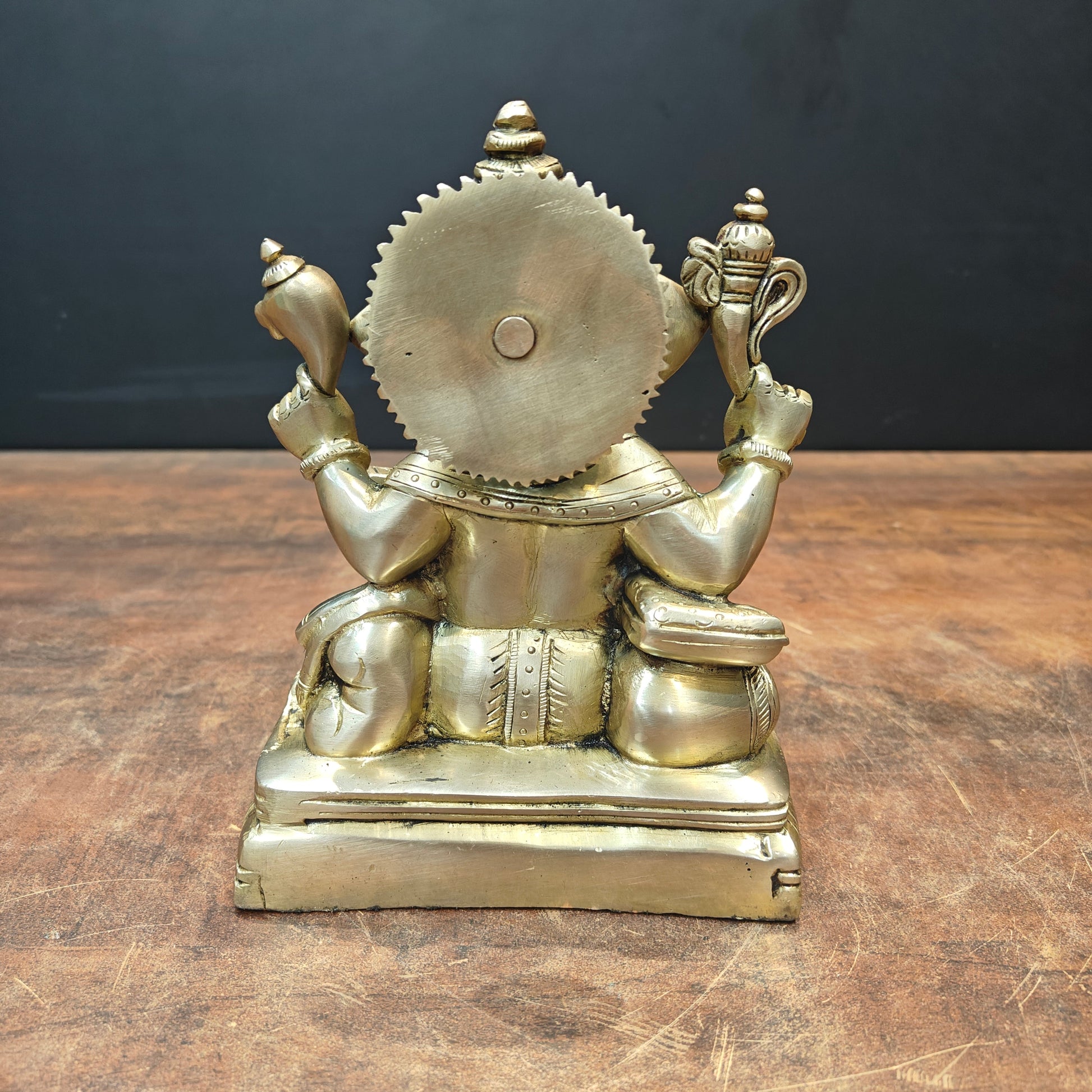 Brass Lord Ganesha Statue Writing Mahabharata 8 Inch - Image 6