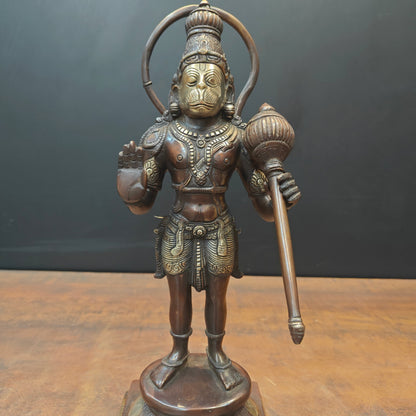 Brass Standing Hanuman Statue Brown Gold Finish 14 Inch by vendor-unknown - Hindu Gods (View 4)