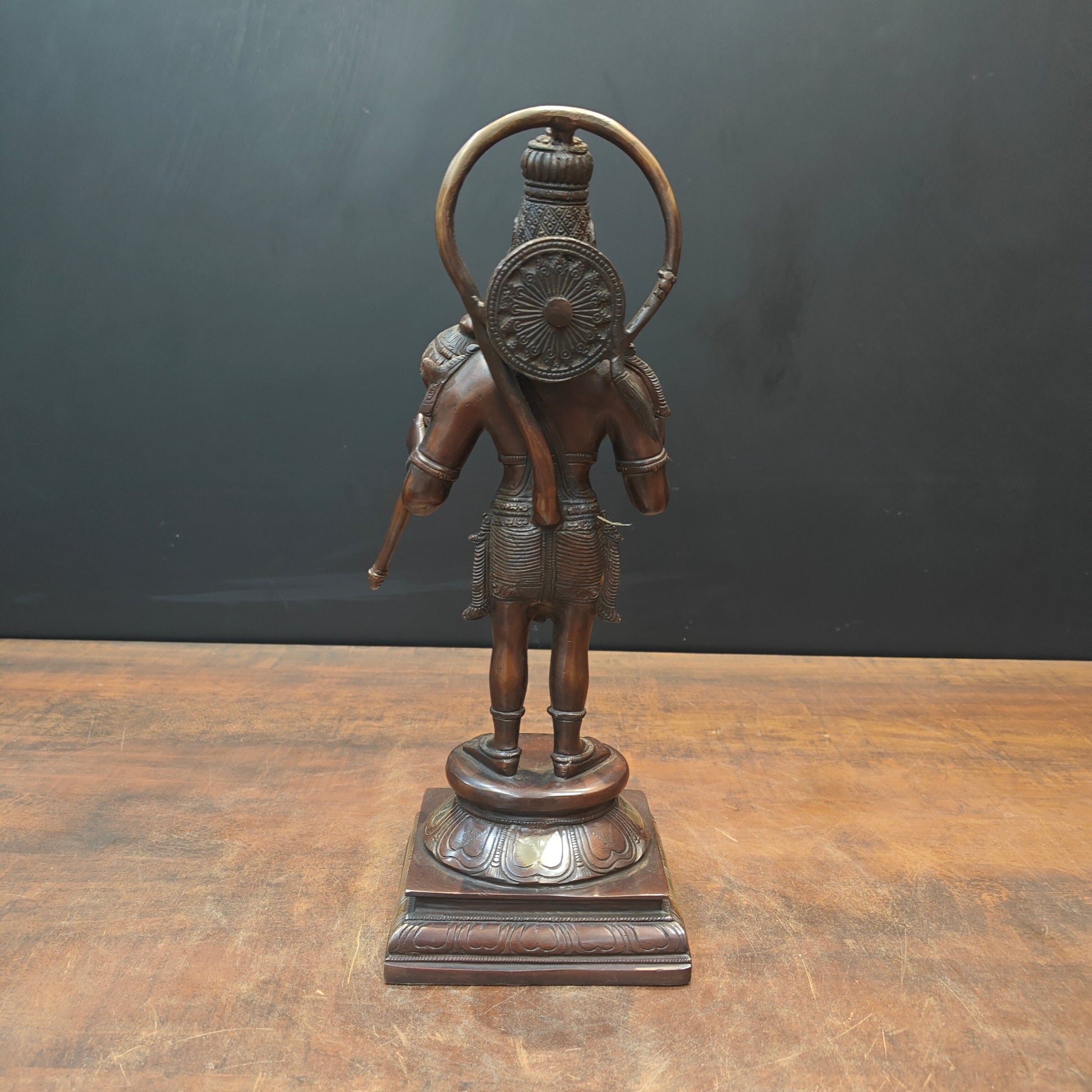 Brass Standing Hanuman Statue Brown Gold Finish 14 Inch - Image 6