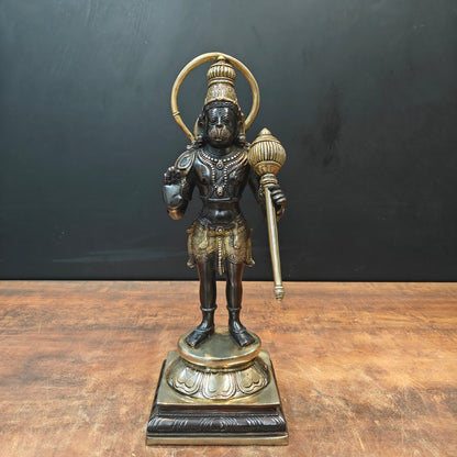 Brass Standing Hanuman Idol Black Gold Finish 14 Inch by vendor-unknown - Hindu Gods (View 3)