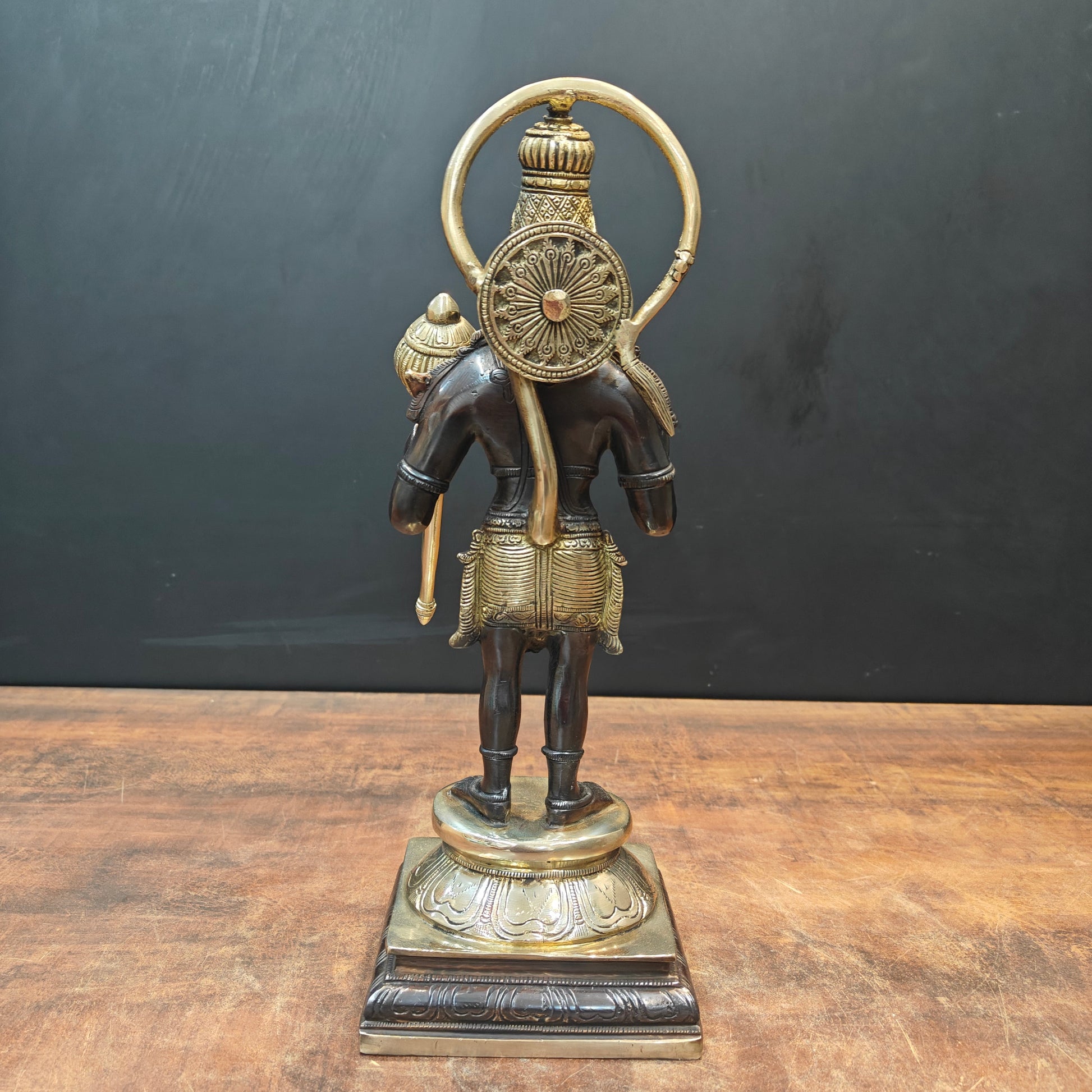 Brass Standing Hanuman Idol Black Gold Finish 14 Inch - Image 6