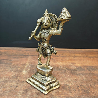 Brass Hanuman Idol Carrying Mountain 10 Inch by vendor-unknown - Hindu Gods (View 6)