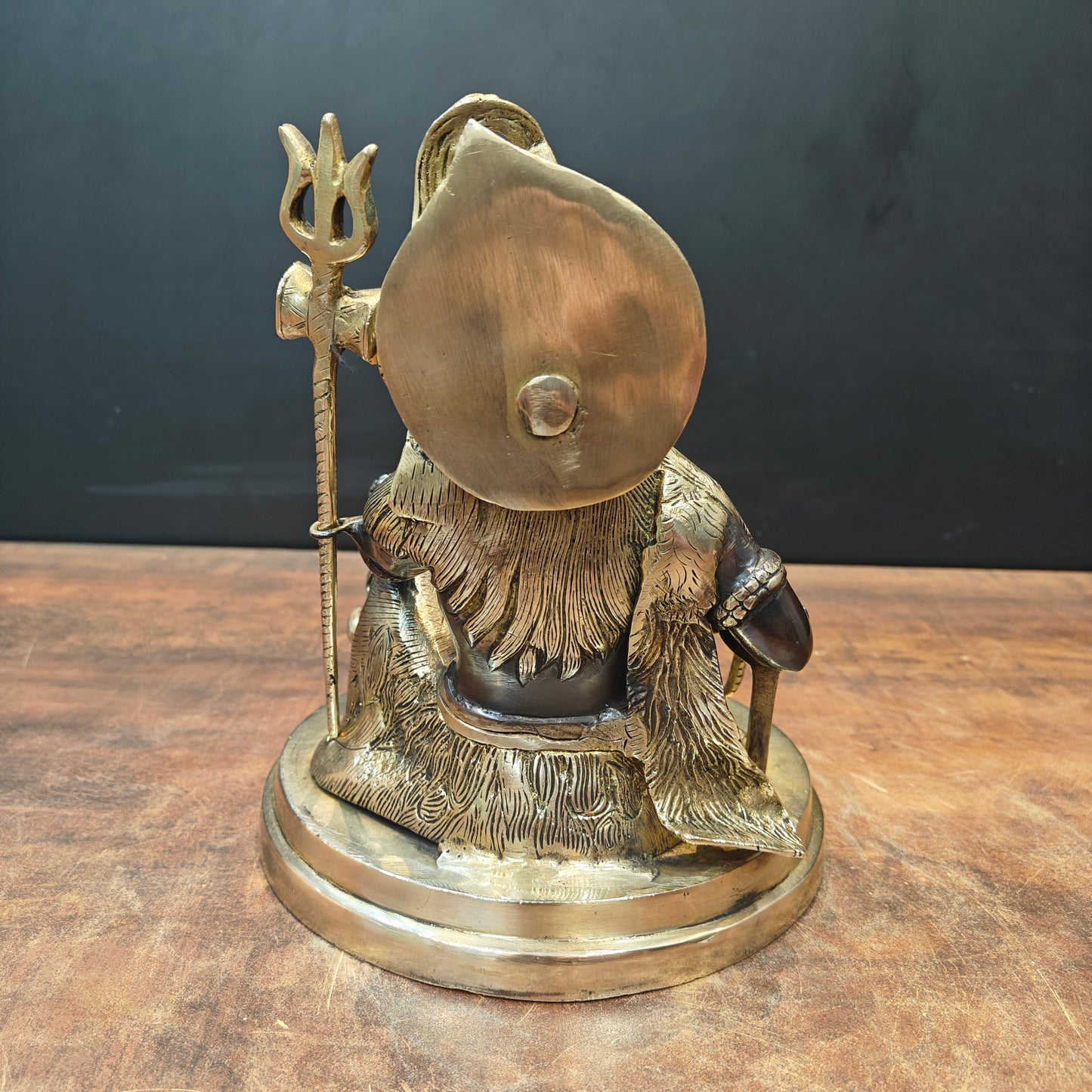 Brass Lord Shiva Idol With Nandi & Shiv Ling Black Gold Finish 9 Inch