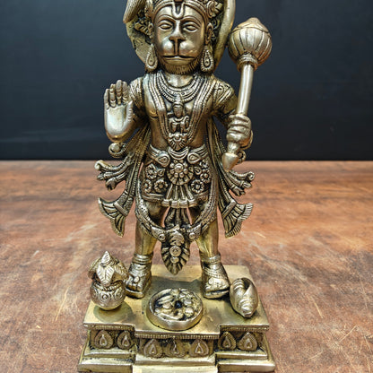 Brass Standing Mahabali Hanuman Idol 10 Inch by vendor-unknown - Hindu Gods (View 4)