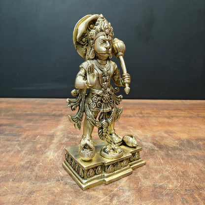 Brass Standing Mahabali Hanuman Idol 10 Inch by vendor-unknown - Hindu Gods (View 5)
