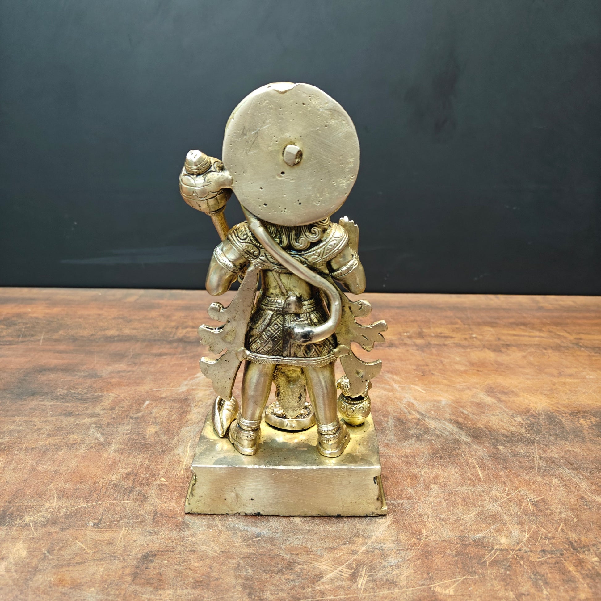 Brass Standing Mahabali Hanuman Idol 10 Inch - Image 6
