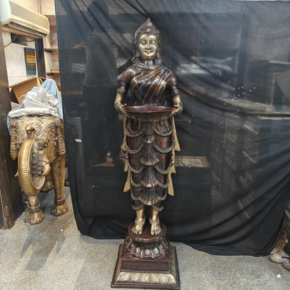 Brass Large Deep Lady Statue Deeplakshmi Sculpture 81 Inches by vendor-unknown - Decor (View 3)