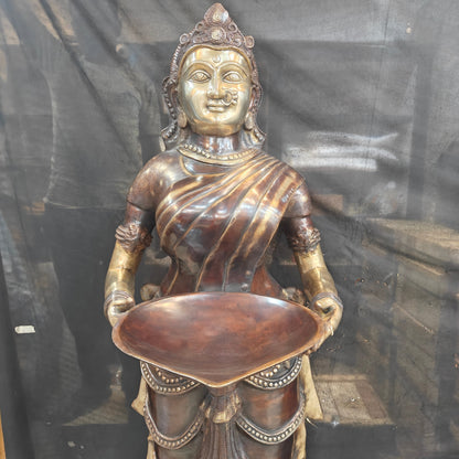 Brass Large Deep Lady Statue Deeplakshmi Sculpture 81 Inches by vendor-unknown - Decor (View 4)