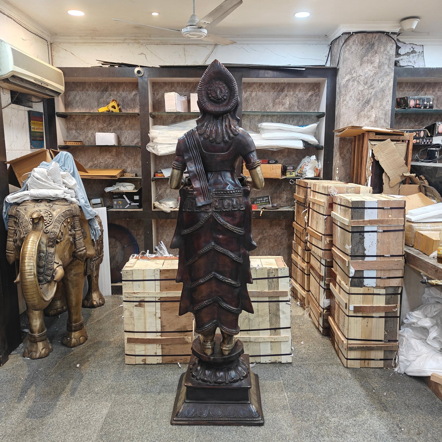 Brass Large Deep Lady Statue Deeplakshmi Sculpture 81 Inches