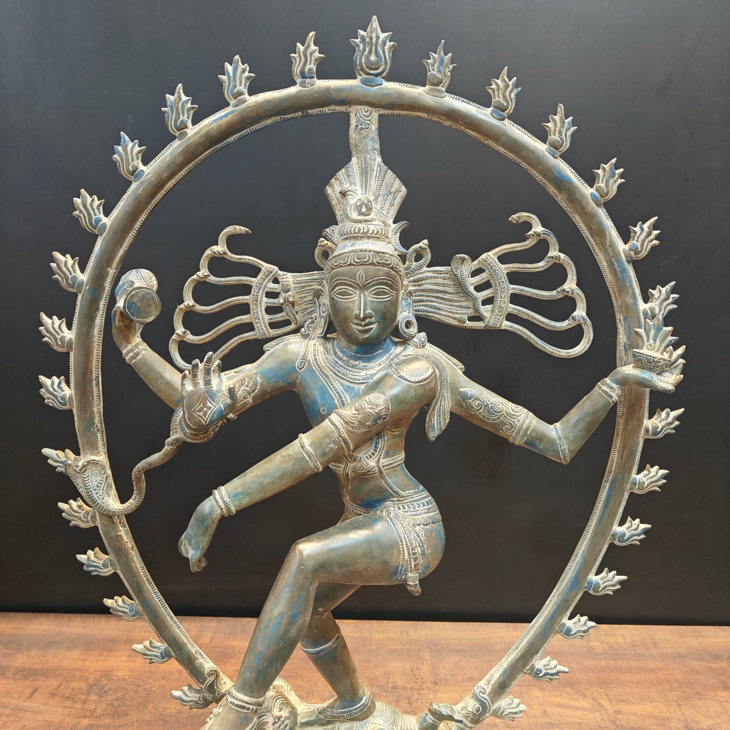 Brass Vintage Nataraja Statue Dancing Shiva Antique Patina Finish 2.5 Feet
