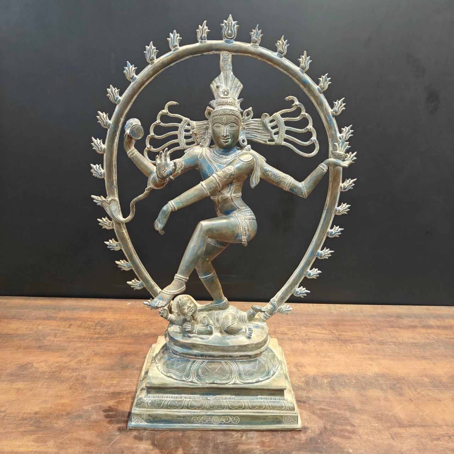 Brass Vintage Nataraja Statue Dancing Shiva Antique Patina Finish 2.5 Feet