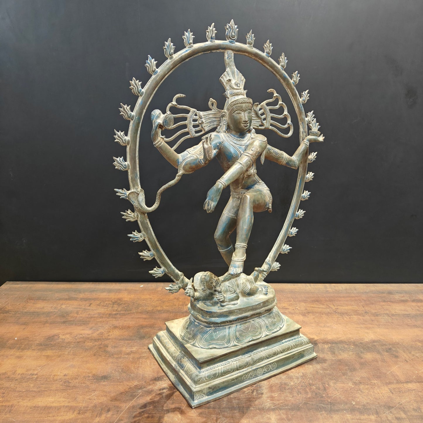 Brass Vintage Nataraja Statue Dancing Shiva Antique Patina Finish 2.5 Feet