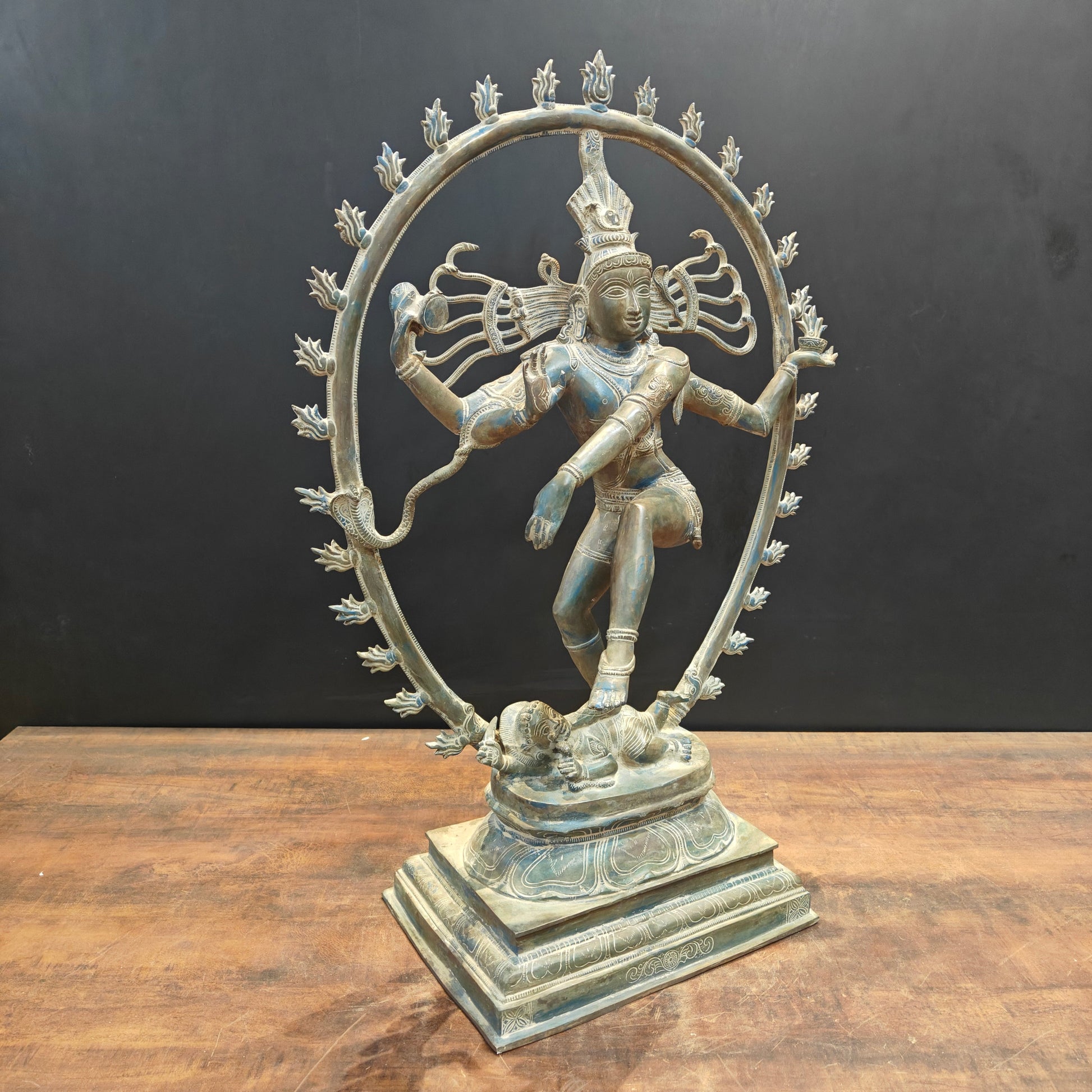 Brass Vintage Nataraja Statue Dancing Shiva Antique Patina Finish 2.5 Feet - Image 4