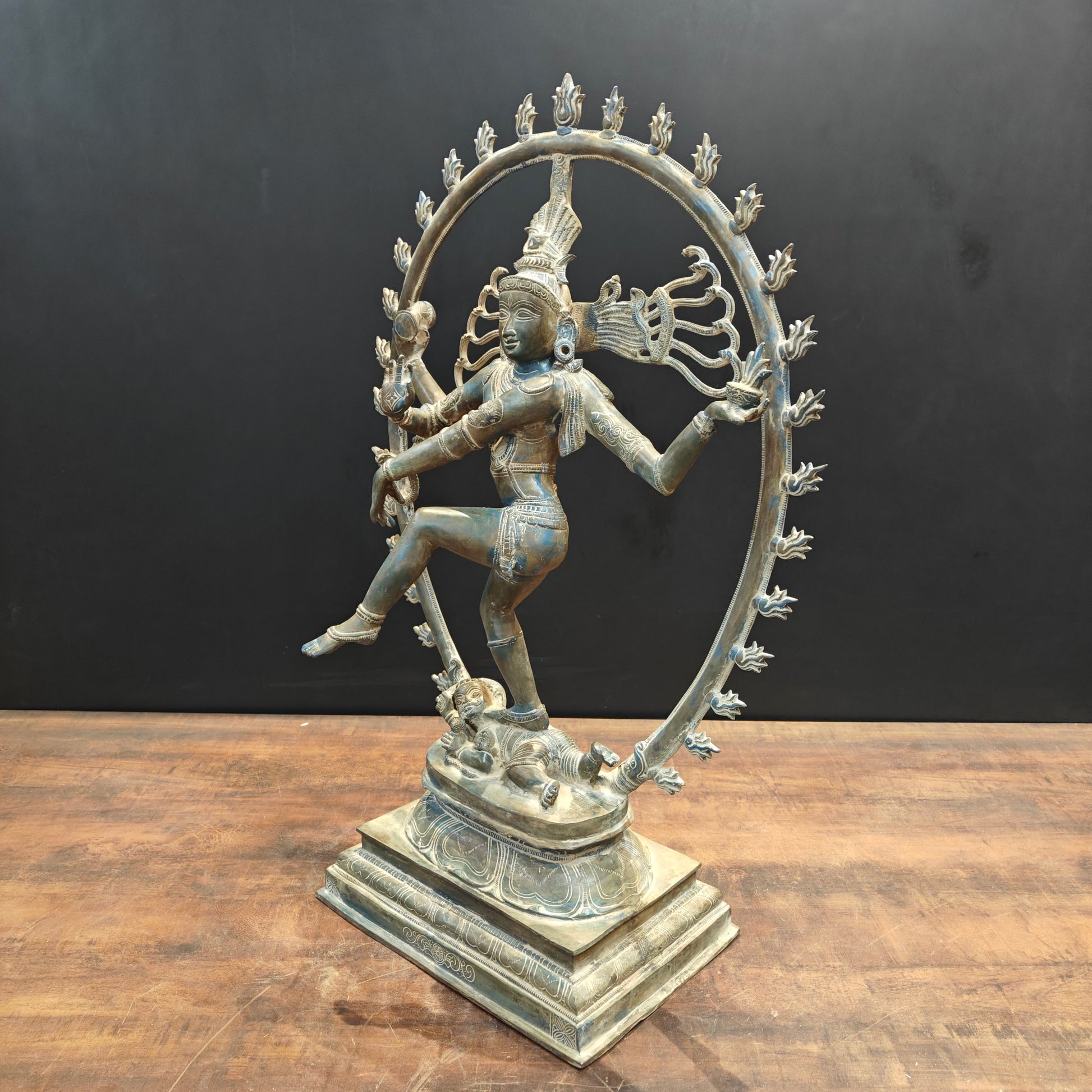 Brass Vintage Nataraja Statue Dancing Shiva Antique Patina Finish 2.5 Feet - Image 5