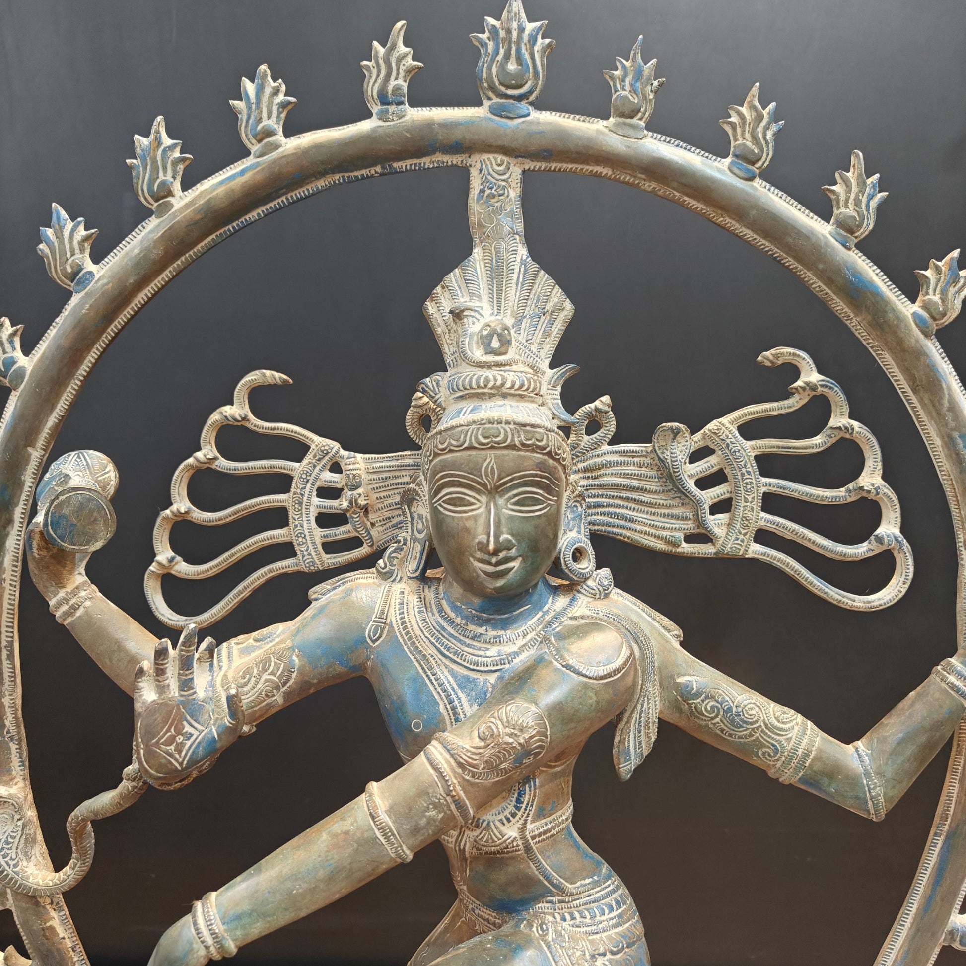 Brass Vintage Nataraja Statue Dancing Shiva Antique Patina Finish 2.5 Feet - Image 6