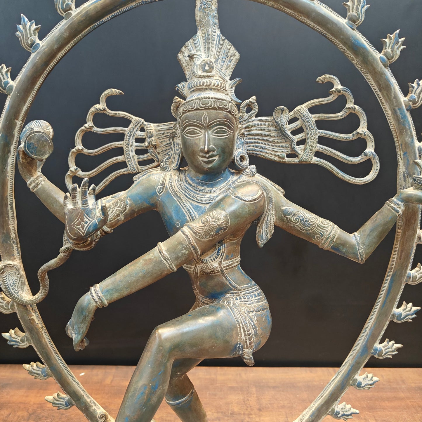 Brass Vintage Nataraja Statue Dancing Shiva Antique Patina Finish 2.5 Feet