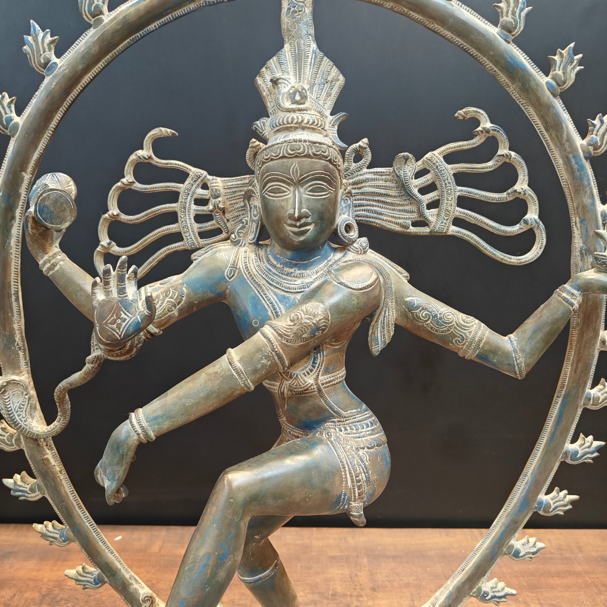 Brass Vintage Nataraja Statue Dancing Shiva Antique Patina Finish 2.5 Feet - Image 7
