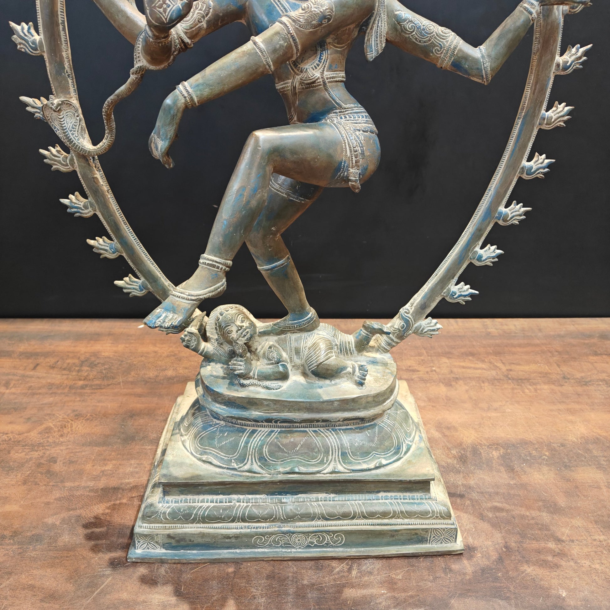 Brass Vintage Nataraja Statue Dancing Shiva Antique Patina Finish 2.5 Feet - Image 8