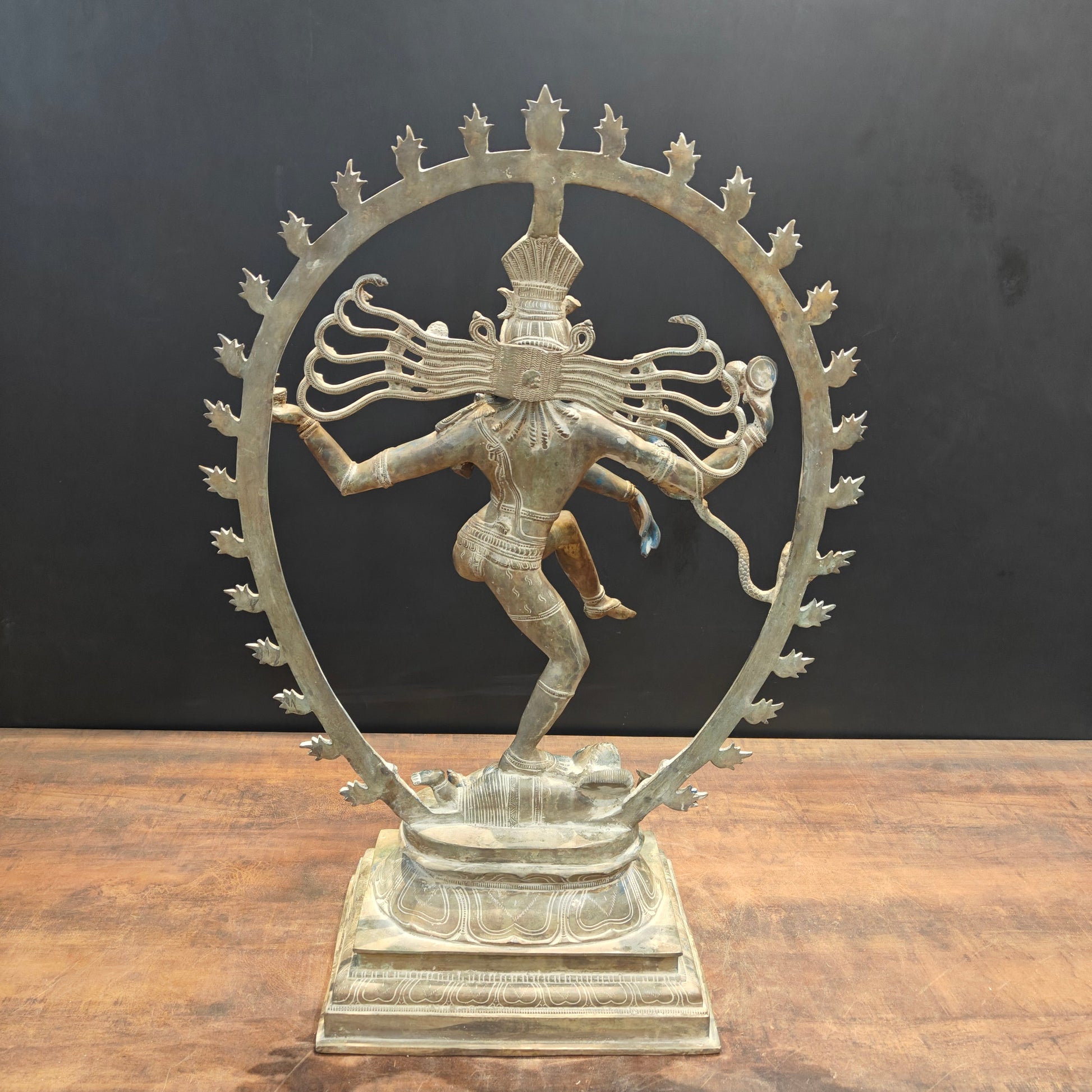 Brass Vintage Nataraja Statue Dancing Shiva Antique Patina Finish 2.5 Feet - Image 9