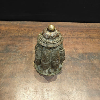 Brass Ten Faced Mukhalingam Idol Green Patina Finish 10 Inch by vendor-unknown - Hindu Gods (View 6)