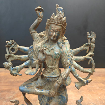 Brass Standing Buddhism Goddess Manjushri Green Patina Finish 12 Inch by vendor-unknown - Buddha (View 2)