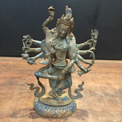 Brass Standing Buddhism Goddess Manjushri Green Patina Finish 12 Inch by vendor-unknown - Buddha (View 7)