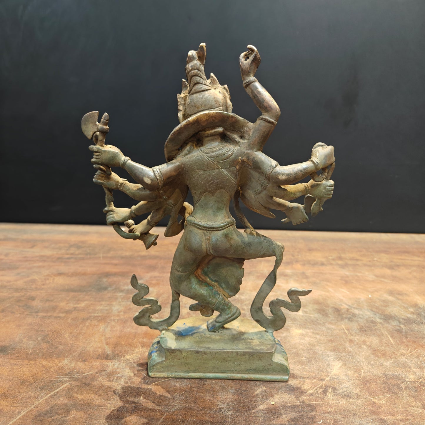 Brass Standing Buddhism Goddess Manjushri Green Patina Finish 12 Inch
